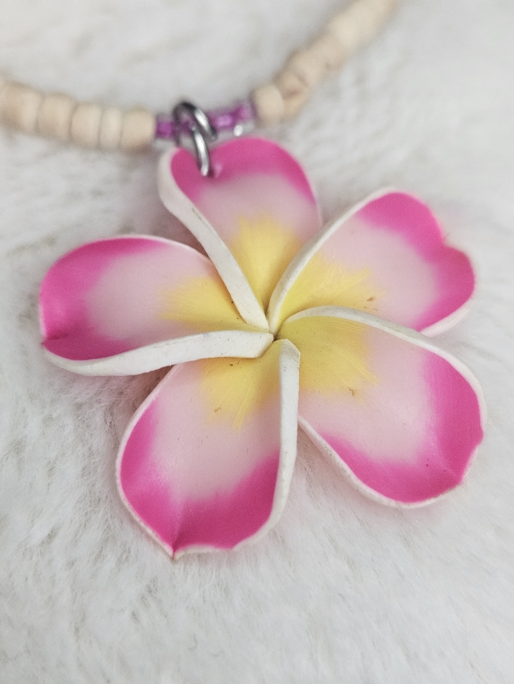 Pink and Yellow Flower Beaded Necklace